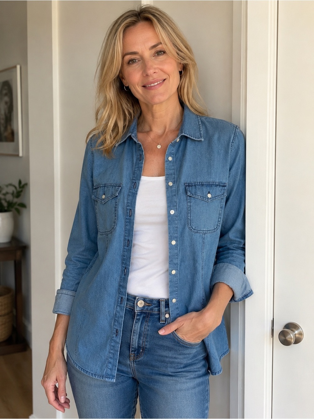 Talbots Light Blue Denim Button-Down Shirt - Women